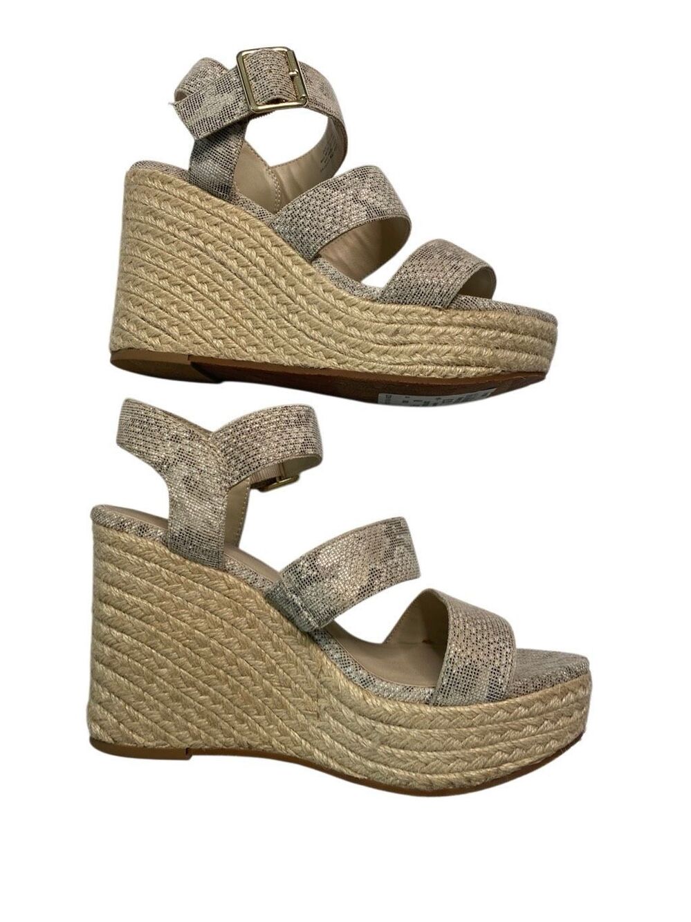 BC Footwear Natural Exotic Wedge Espadrille Sandals Womens 7 Beach Vacation Sexy